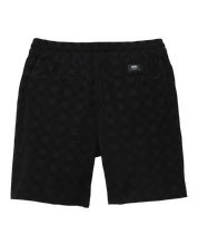 Corduroy Range Check Loose Elastic Waist 19'' Shorts - Black