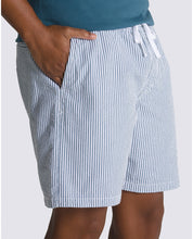 Range Seersucker Loose Elastic Waist Shorts - White/Vans Teal