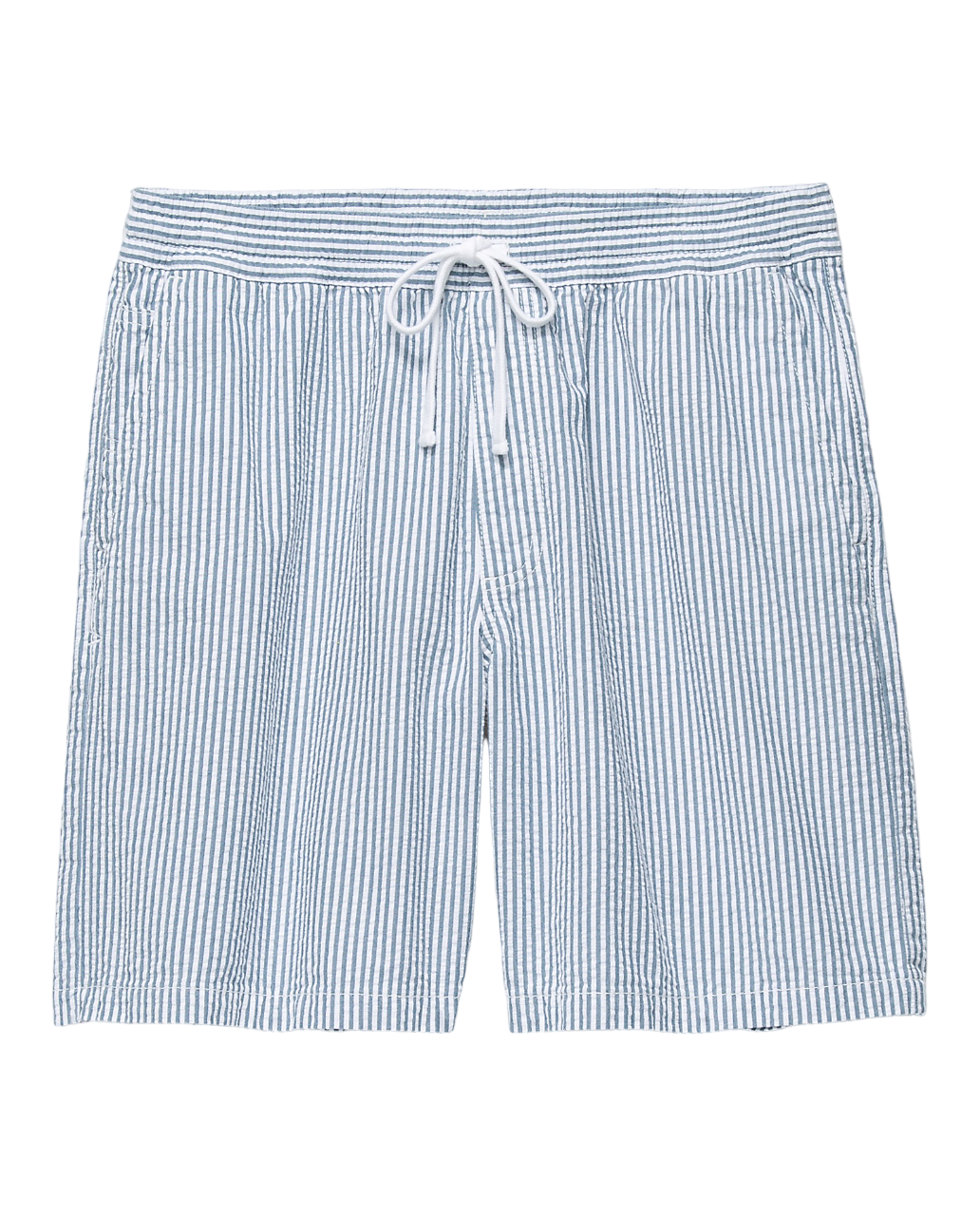 Range Seersucker Loose Elastic Waist Shorts - White/Vans Teal