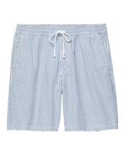 Range Seersucker Loose Elastic Waist Shorts - White/Vans Teal