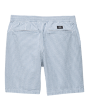 Range Seersucker Loose Elastic Waist Shorts - White/Vans Teal