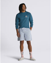 Range Seersucker Loose Elastic Waist Shorts - White/Vans Teal