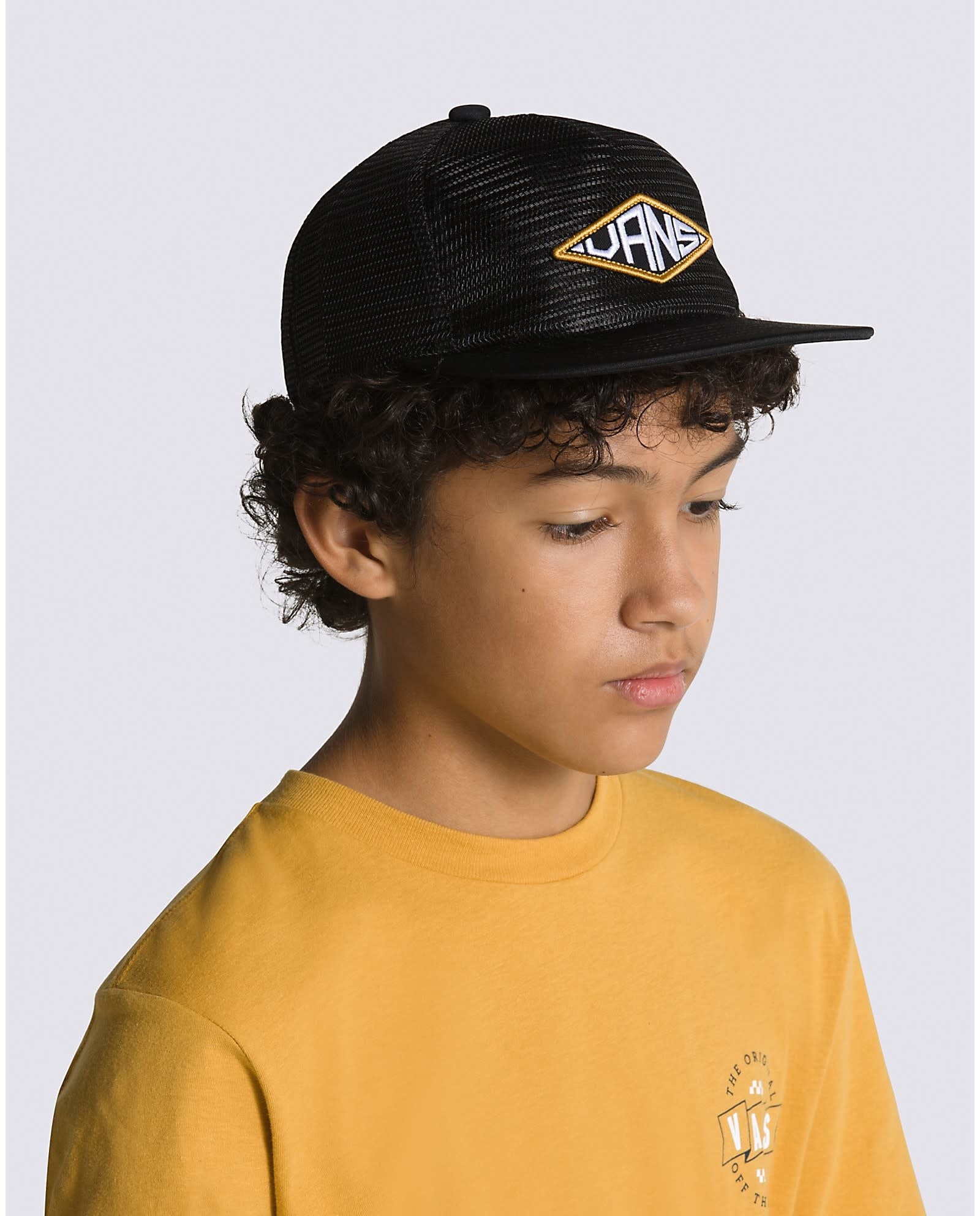 Kids Vans Diamond Mesh Snapback Hat - Black