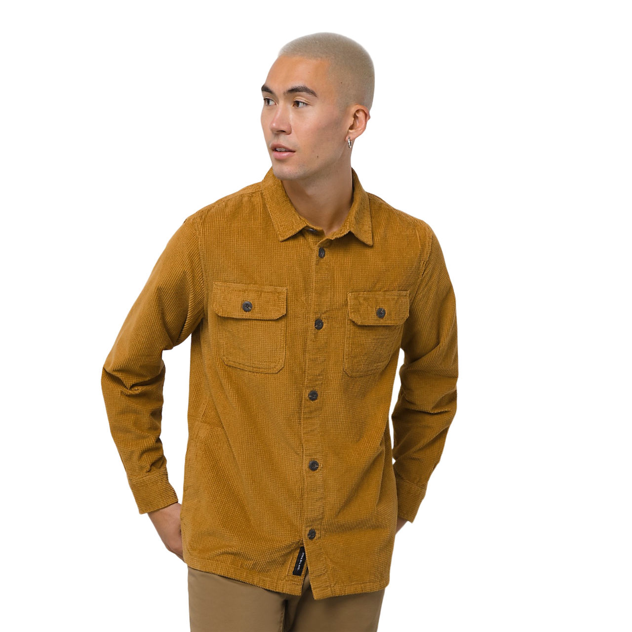 Waffle Corduroy Buttondown Shirt - Bone Brown