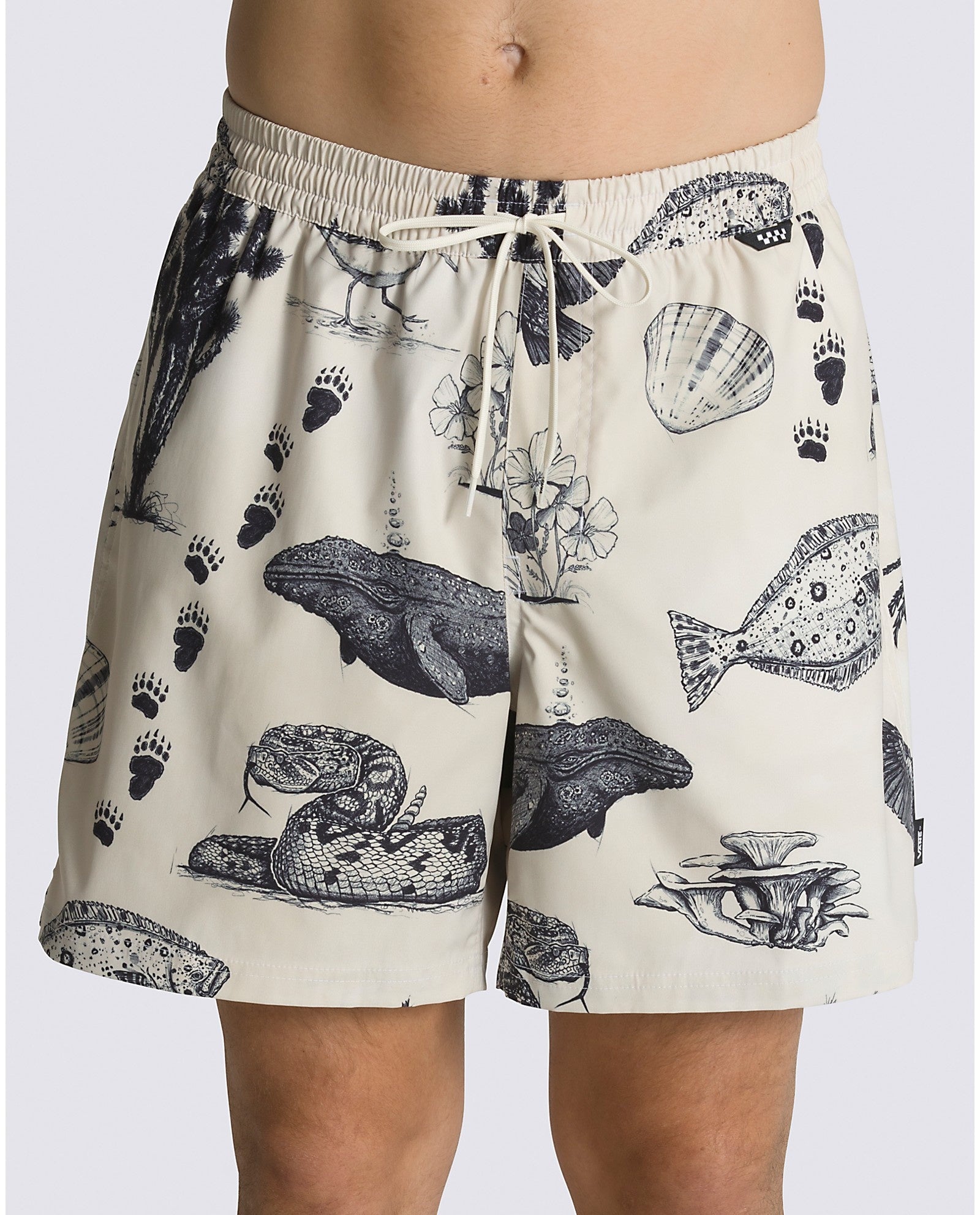 Primary Apple Elastic 18" Boardshort - Antique White/Black