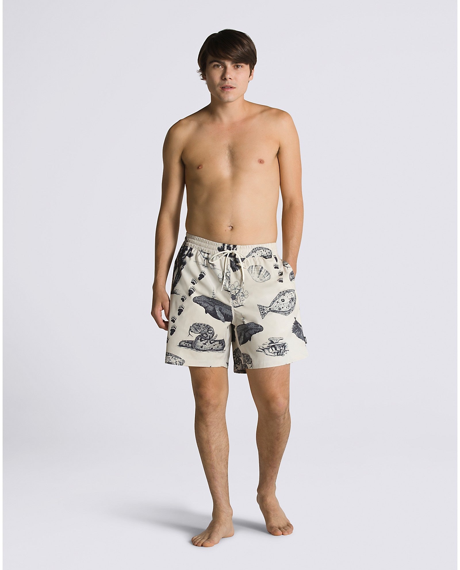 Primary Apple Elastic 18" Boardshort - Antique White/Black