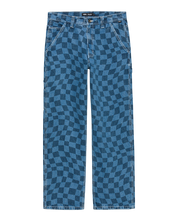 Drill Chore Carpenter Checkboard Denim Pants - Indigo