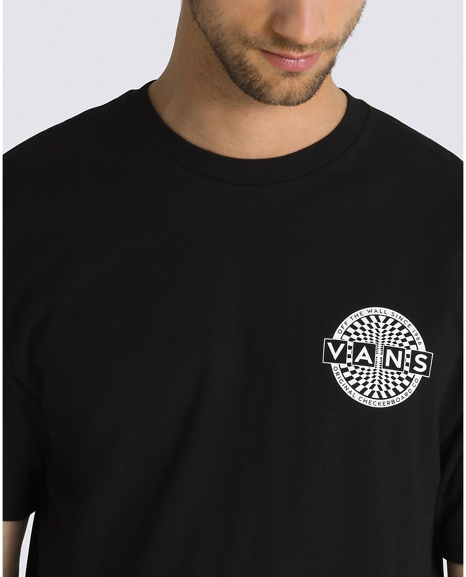 Warped Checkerboard Logo T-Shirt - Black