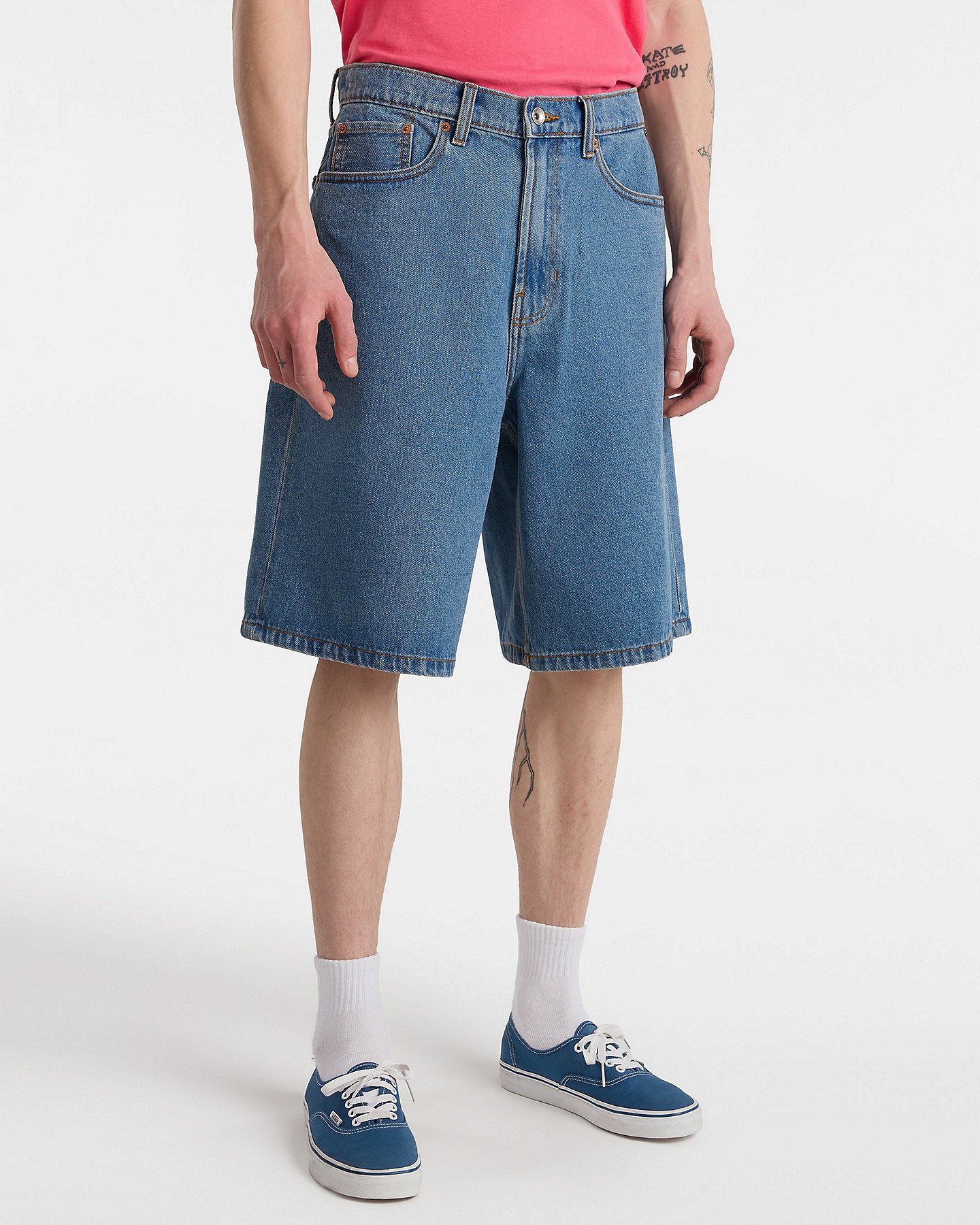 Check-5 Baggy Denim 23'' Shorts - Stonewash Blue