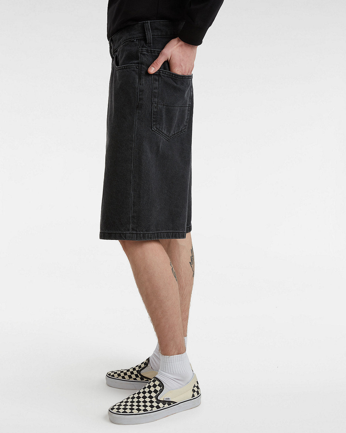 Check-5 Baggy Denim 23'' Shorts - Washed Black