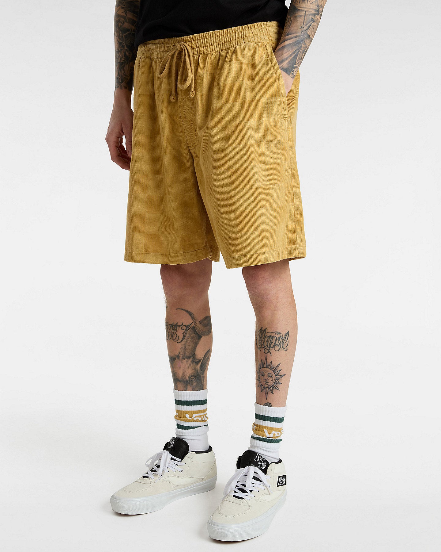 Range Checkerboard Cord Loose Shorts - Antelope