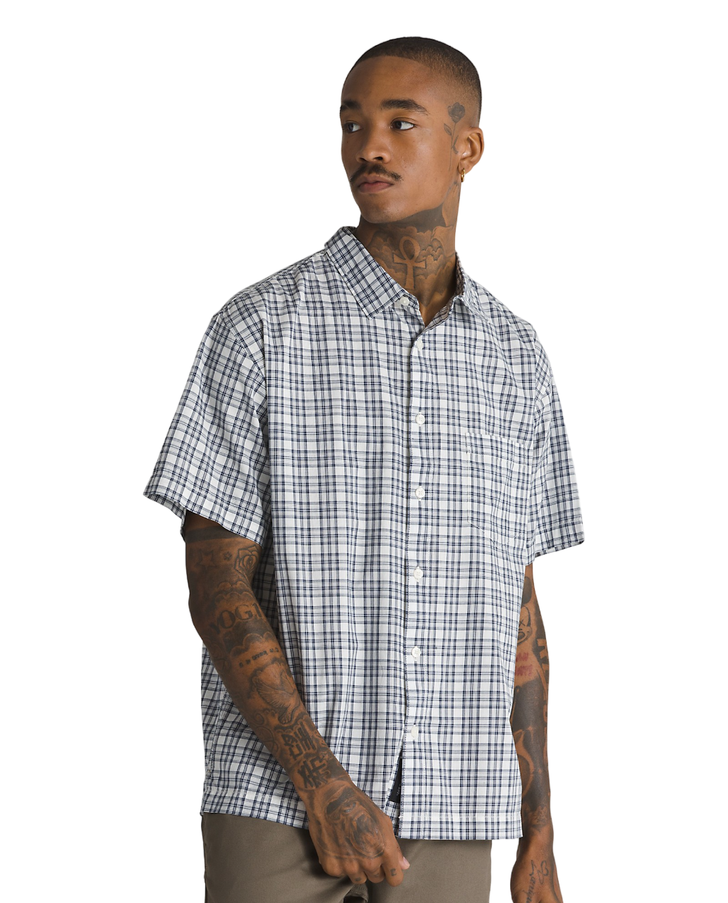 Wilshire Mini Plaid Woven Shirt - Marshamallow/Dress Blues