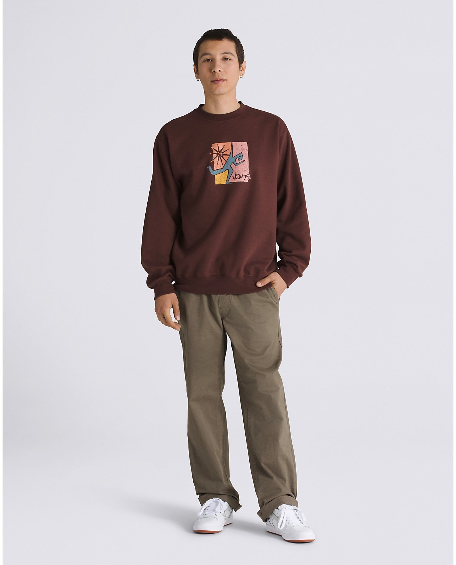 Style Guy Loose Crew Sweatshirt - Bitter Chocolate