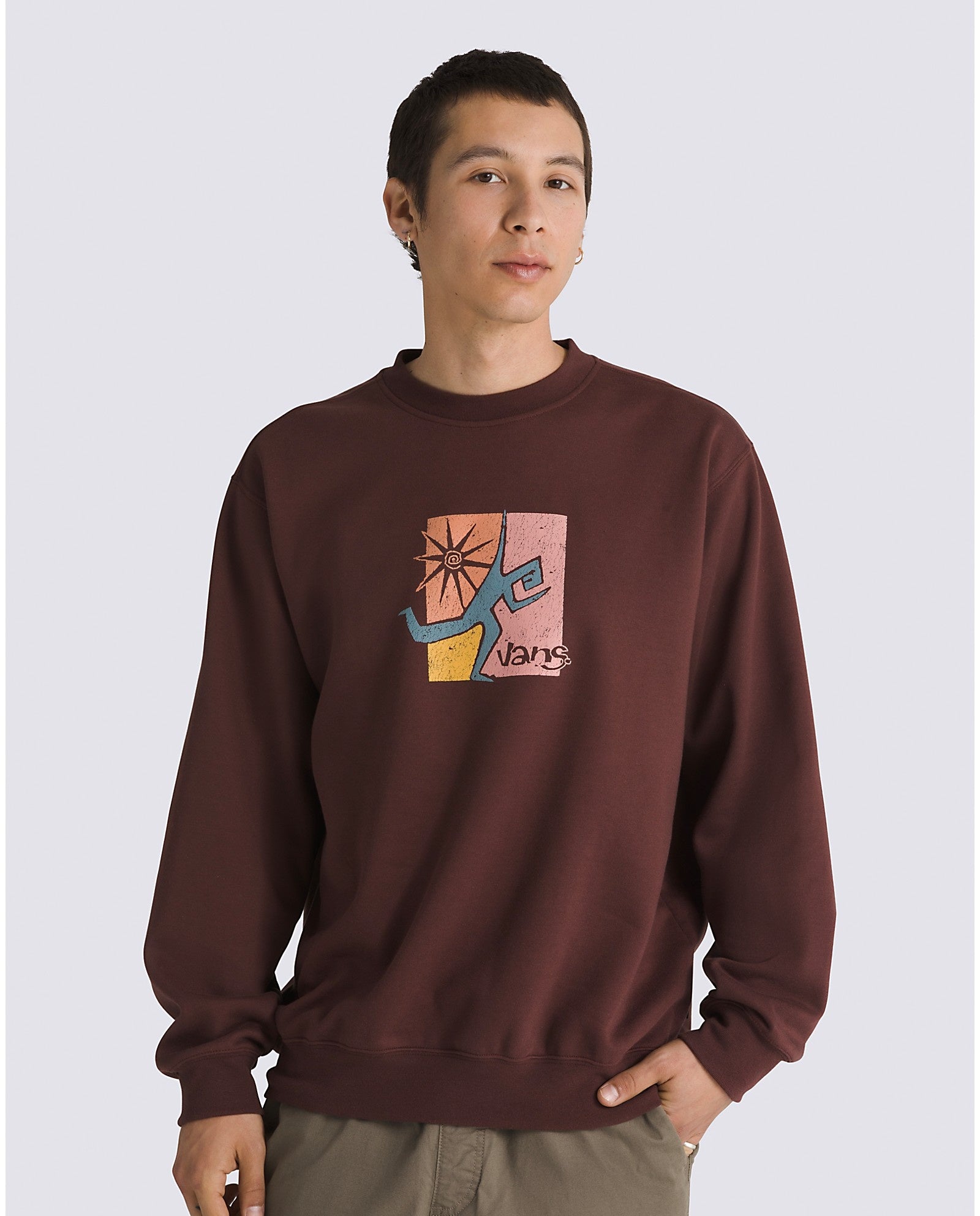 Style Guy Loose Crew Sweatshirt - Bitter Chocolate