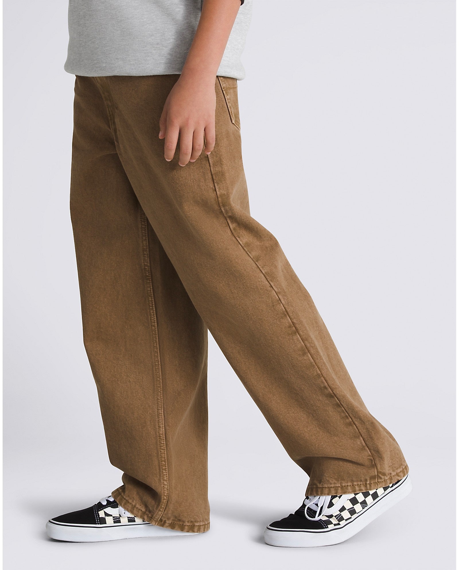 Kids Check-5 Baggy Denim Pants - Sepia