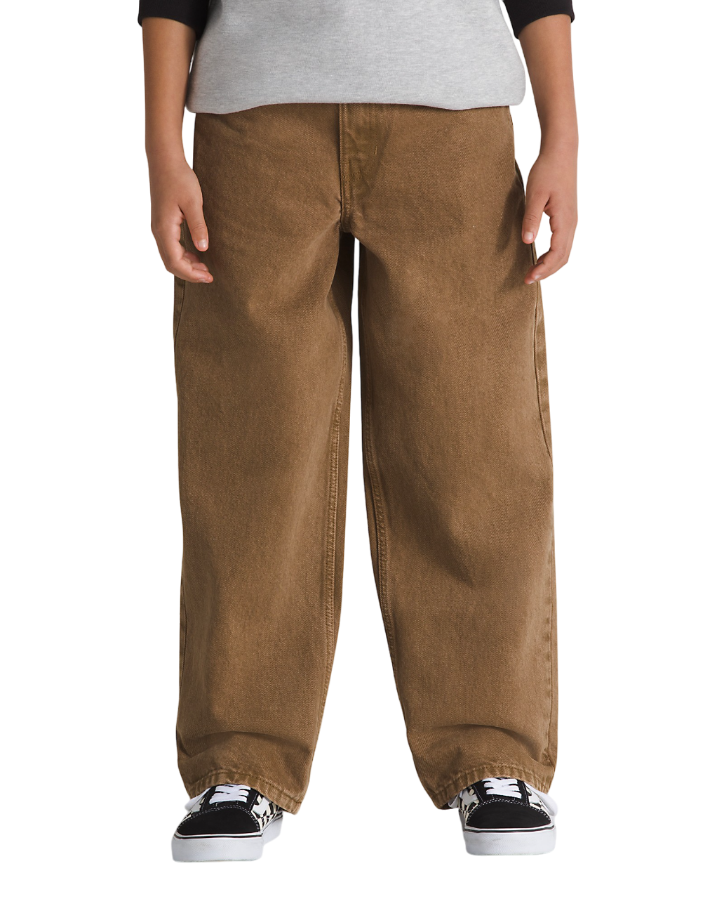 Kids Check-5 Baggy Denim Pants - Sepia