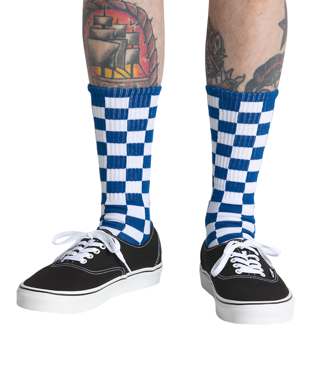 Checkerboard Crew Socks - True Blue