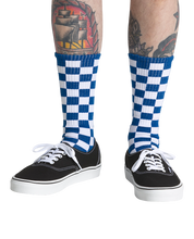 Checkerboard Crew Socks - True Blue