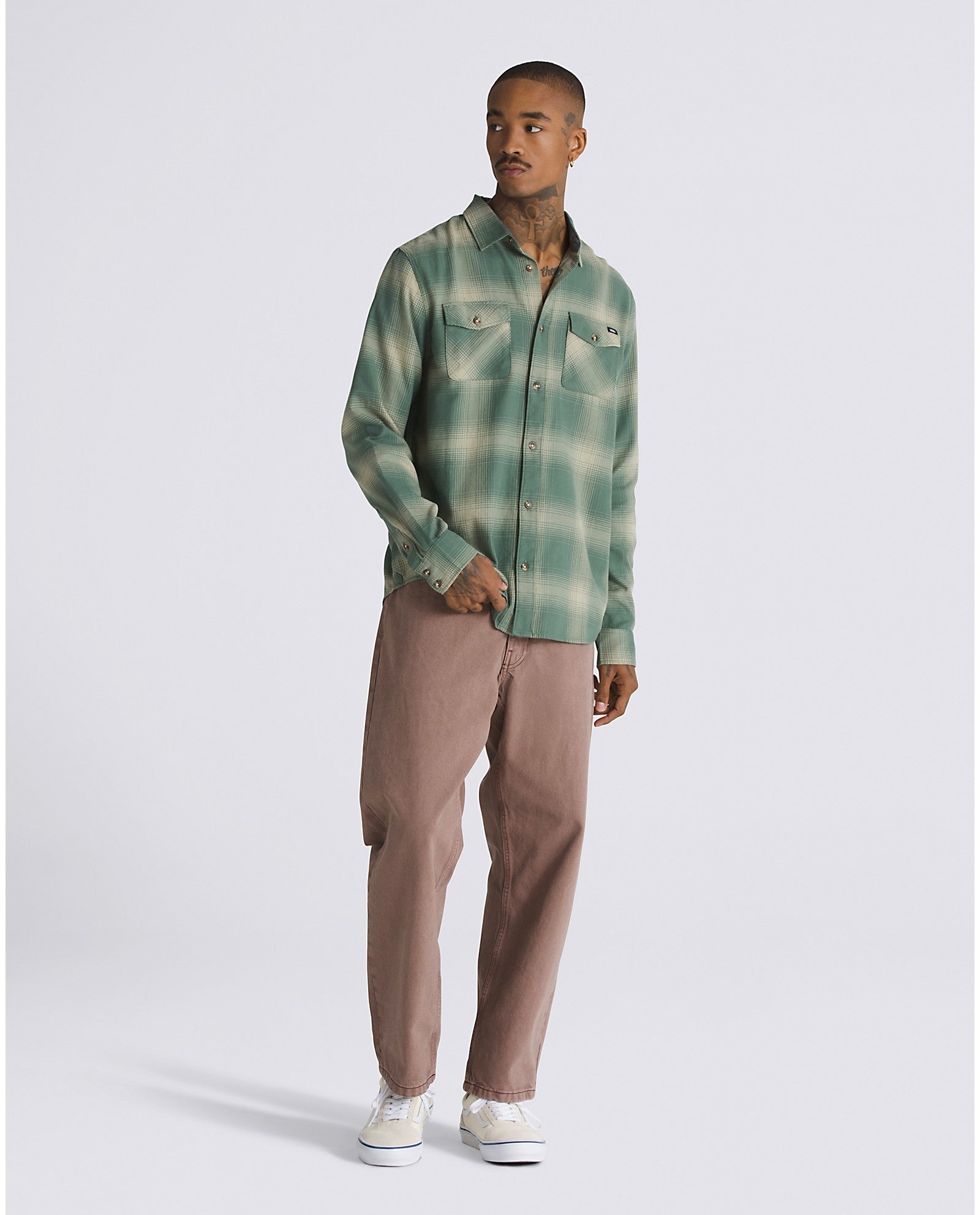 Monterey Long Sleeve Shirt - Dark Forest Green/Elm Tan