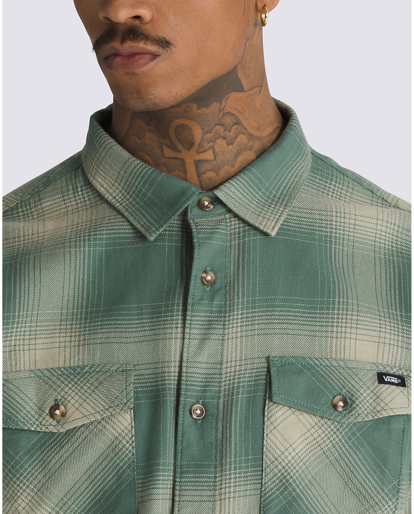 Monterey Long Sleeve Shirt - Dark Forest Green/Elm Tan