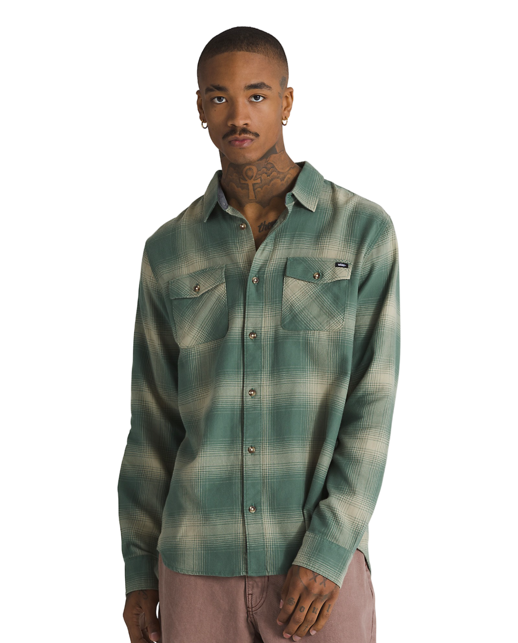 Monterey Long Sleeve Shirt - Dark Forest Green/Elm Tan