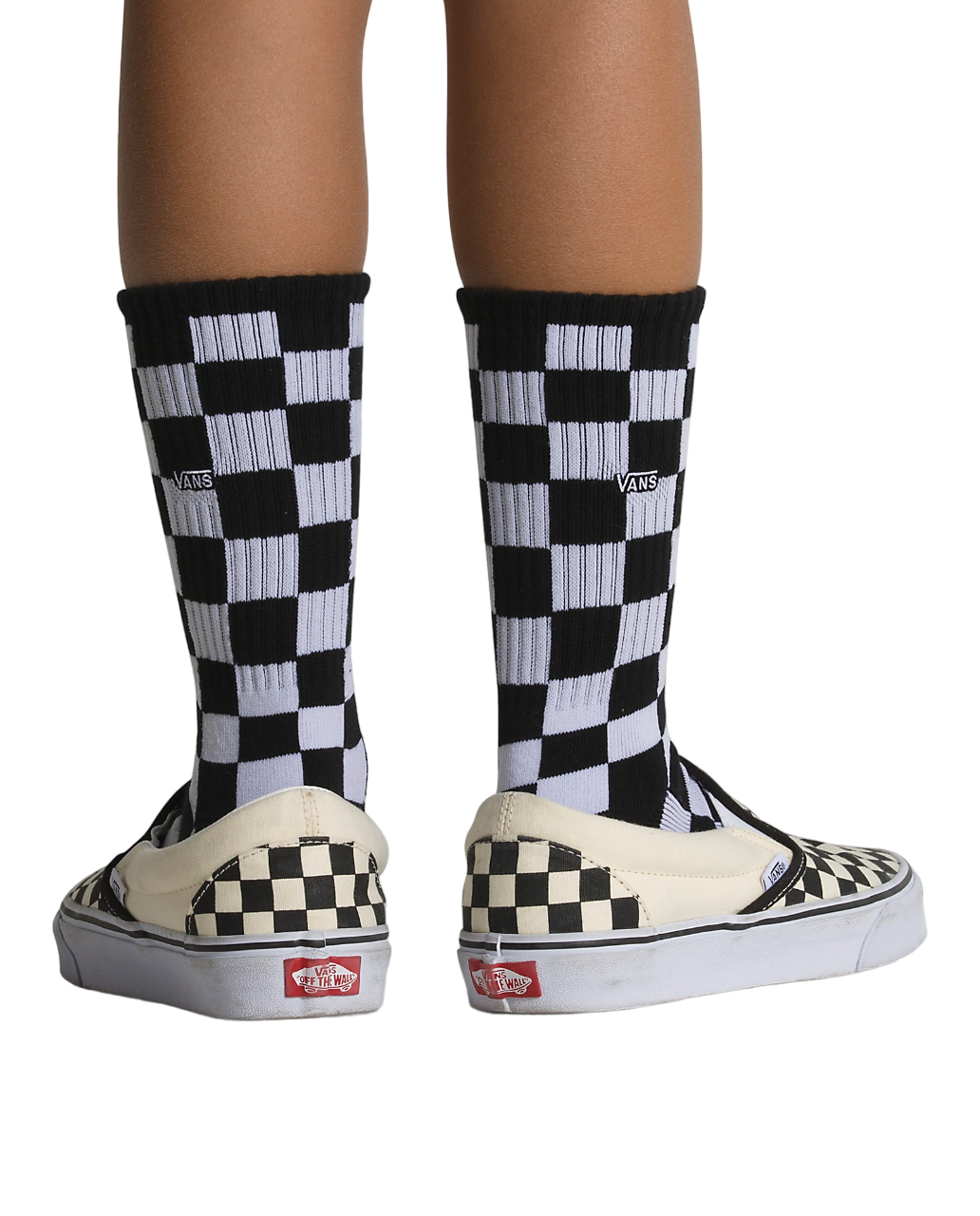 Chaussettes mi-mollet classiques à damier pour enfants - Noir/blanc 1-6 