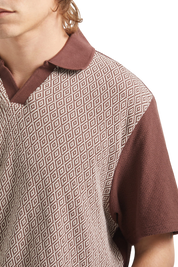 Theo Polo Jacquard - Chocolat/Blanc Cassé