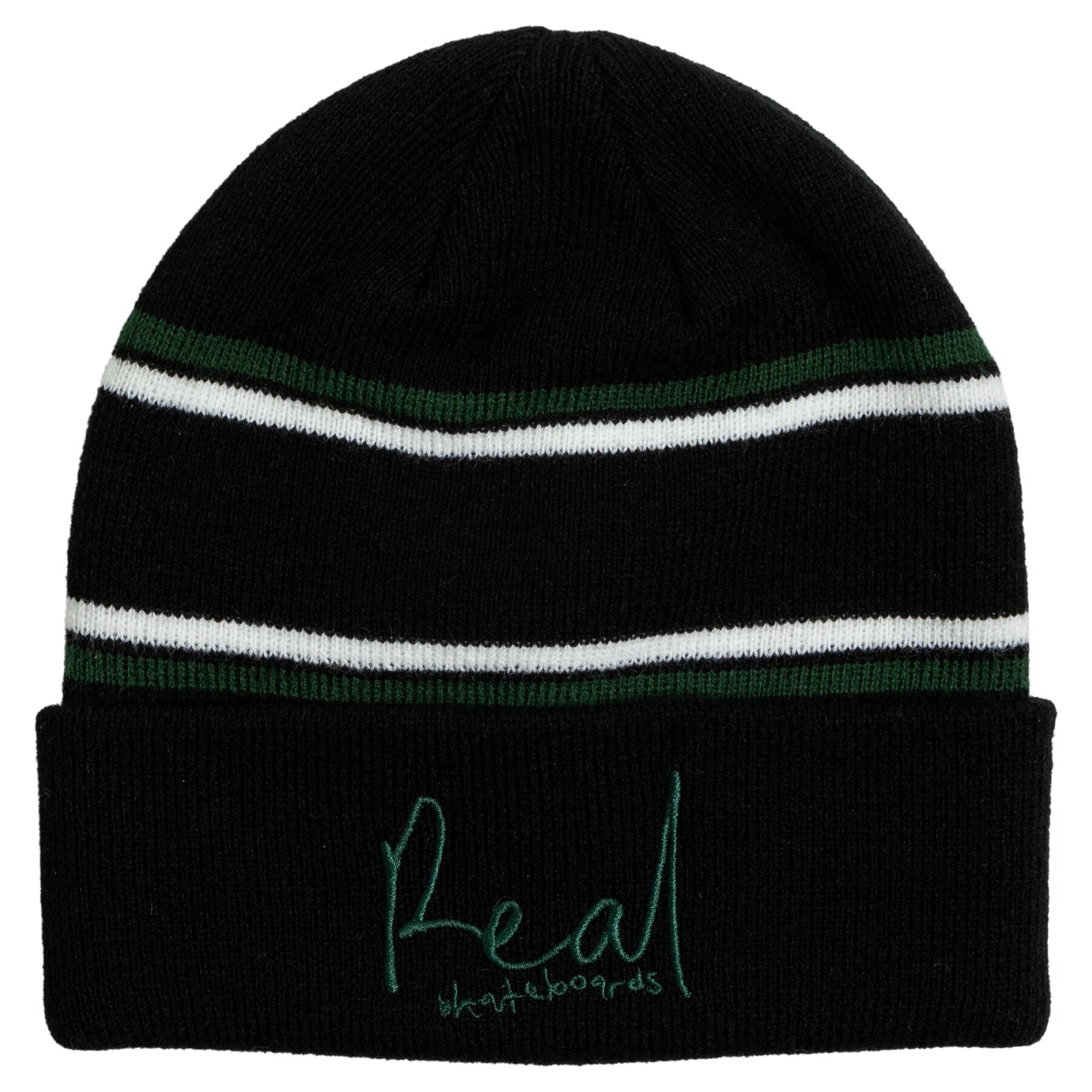 Signature Cuff Beanie - Black/White/Green