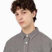 Hickory Stripe Long Sleeve Work Shirt - Ecru/Brown (EUB)