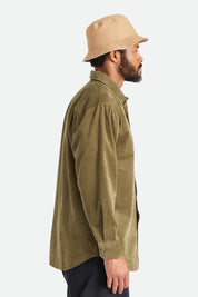 Pull Porter L/S en velours côtelé gaufré - Olive militaire