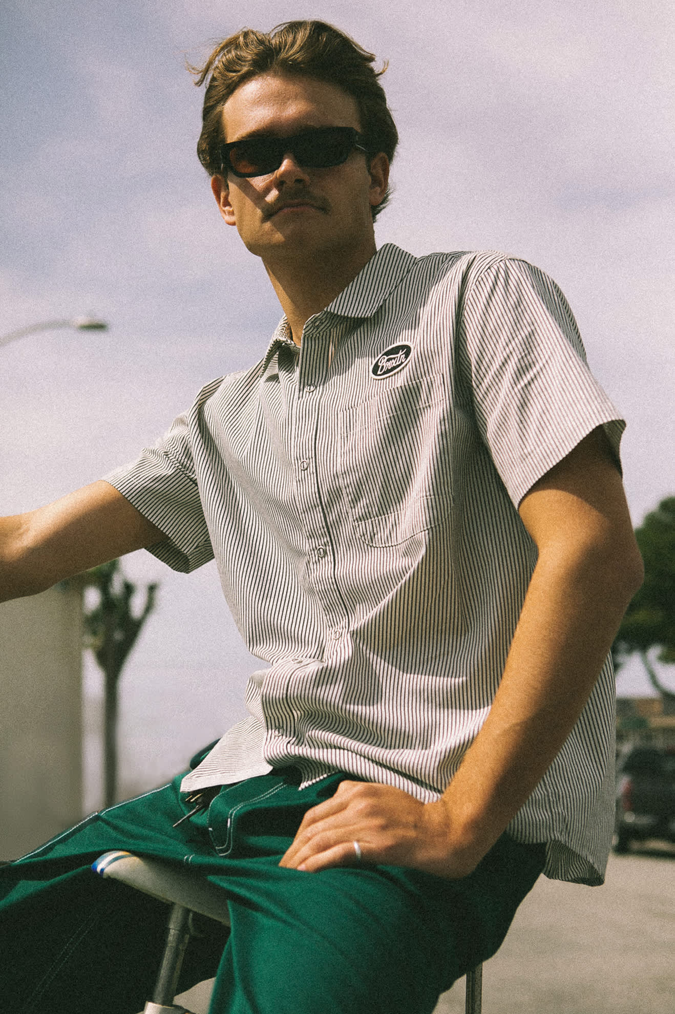 Builders Auto S/S Shirt - Black/Off White Stripe