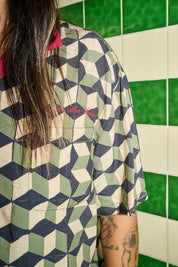 Burger She Wrote Shirt - Black/Green Tile